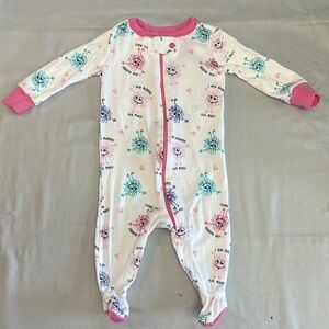 The Children's Place White and Pink whimsical Floral Footie sleeper/onesie